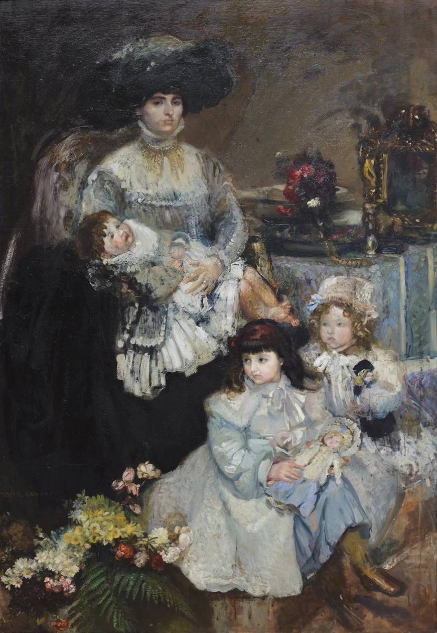 La moglie di De Carolis con le sue figlie - Gallerie Ricci Oddi, Piacenz